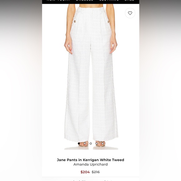 Amanda Uprichard Pants - Amanda Uprichard Jane Pants in Kerrigan White Tweed Wide Leg Pants